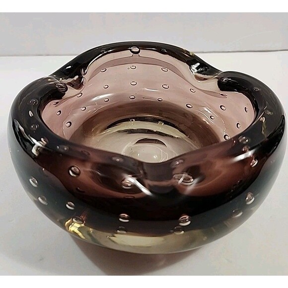 Blenko Other - Vintage Murano MCM Blenko Glass Ashtray Amethyst 6” Controlled Bubble Purple